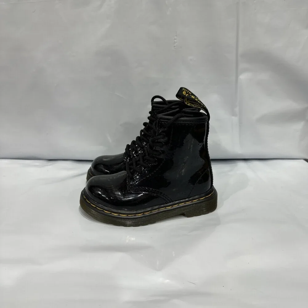 Dr. Martens 1460 15373003 Boots Toddlers 7 Black Patent Leather Lace Up EBS1045